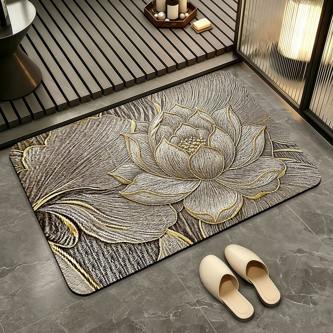 Elegant Floral Patterned Bath Mat Kalsten