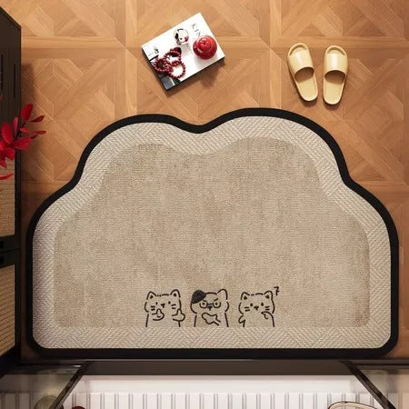Plush Cat-Themed Bath Mat