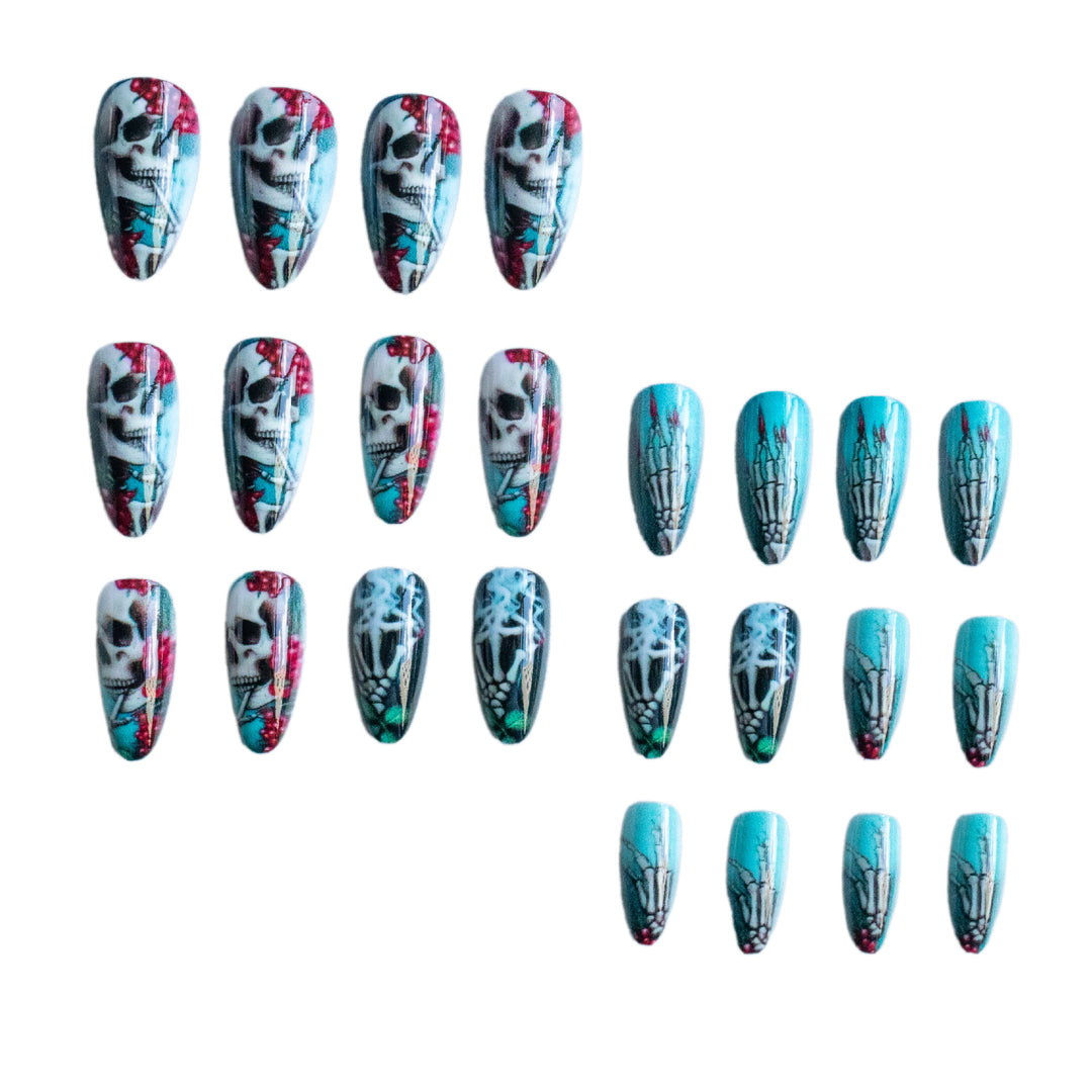 Artistic Skeleton-Themed Press-On Nails
