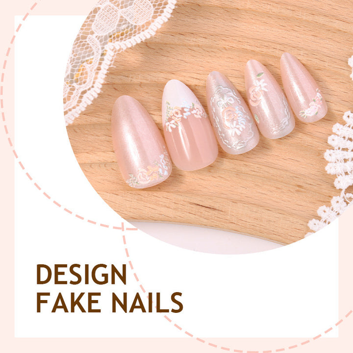 Creative nail art set with floral and glittering decorations Kalsten