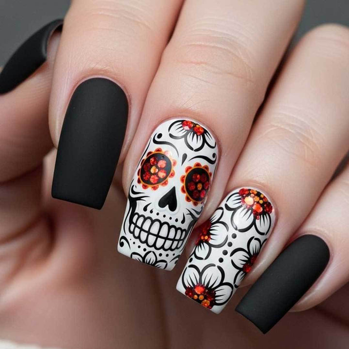Artistic Skull and Floral Nail Art Kit