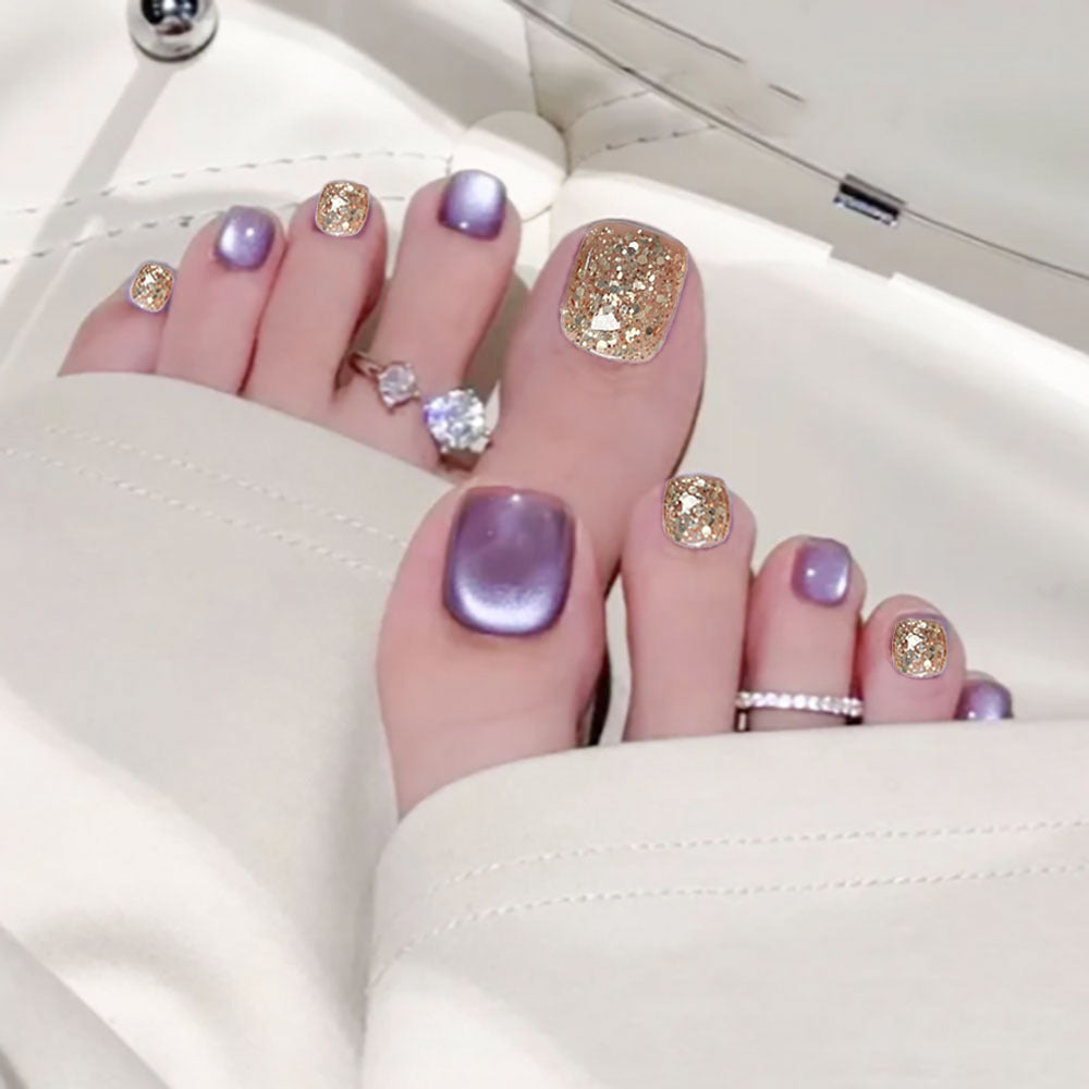 Glamorous Glittery Press-On Toe Nails Kalsten