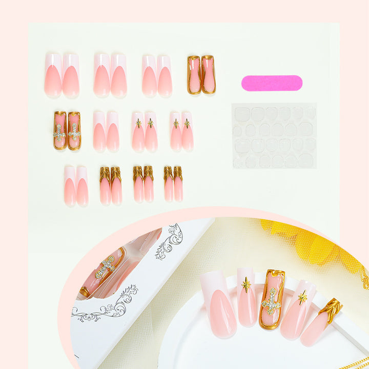 Artificial nail set with romantic flower and glitter accents Kalsten