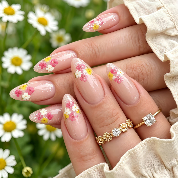 Elegant artificial nails with floral decorations Kalsten