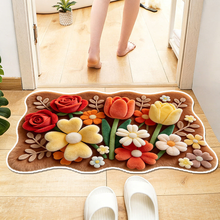 Floral-Themed Waterproof Area Rug