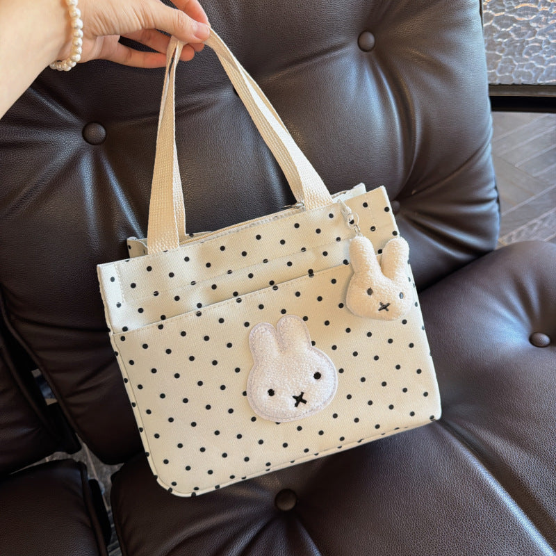 Canvas Shopper with Cute Bunny Applications Kalsten