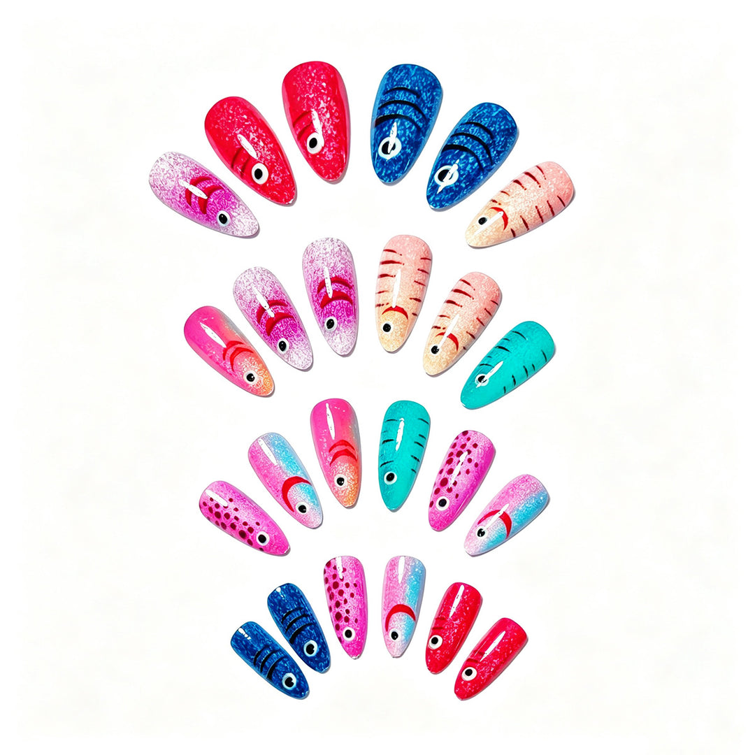 Creative artificial nails with cheerful fish design Kalsten