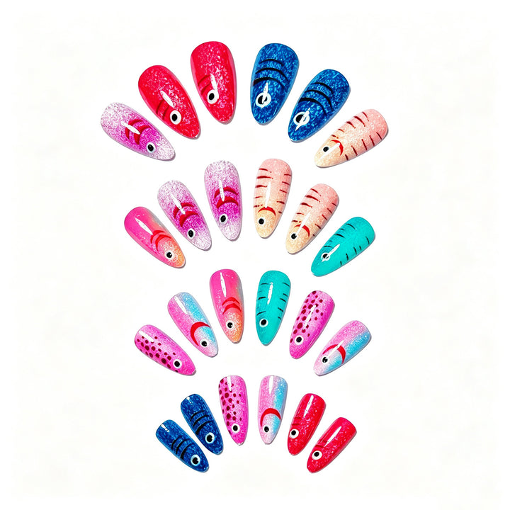 Creative artificial nails with cheerful fish design Kalsten