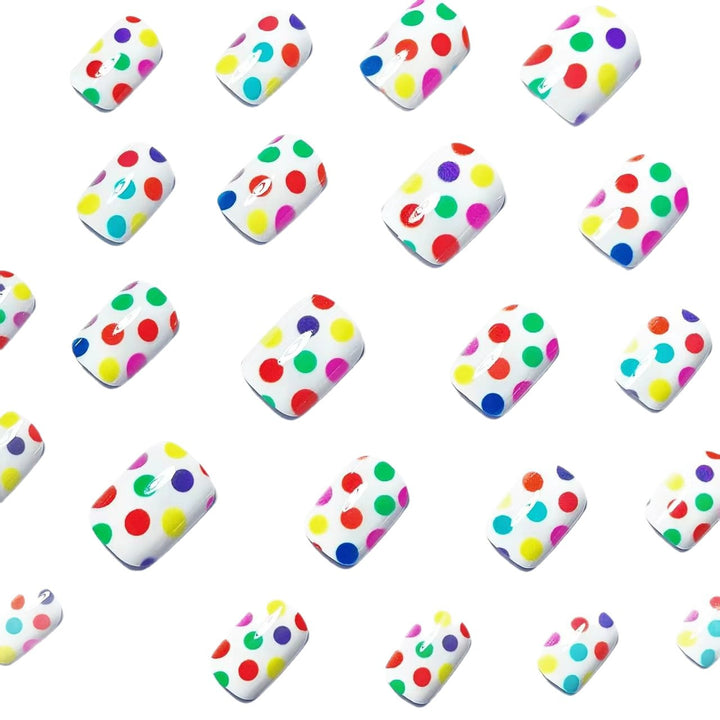 Artificial Nails in Colorful Polka Dot Pattern Kalsten