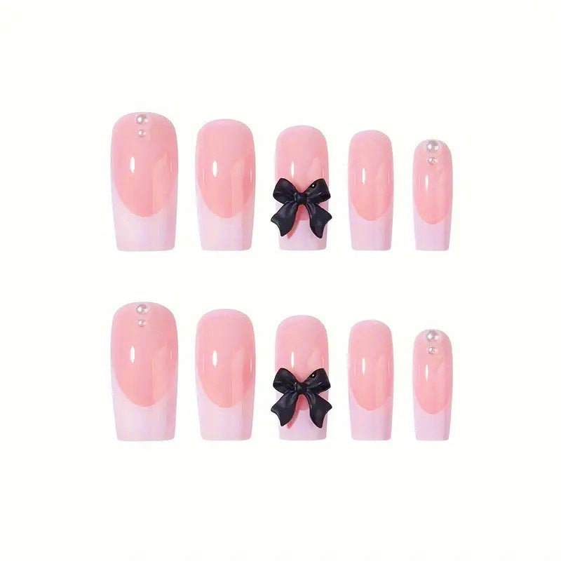 Stylish artificial nails with bow details Kalsten