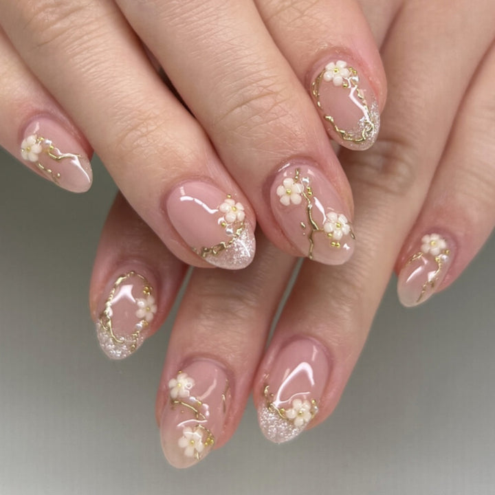 Floral Embellished Press-On Nail Set Kalsten