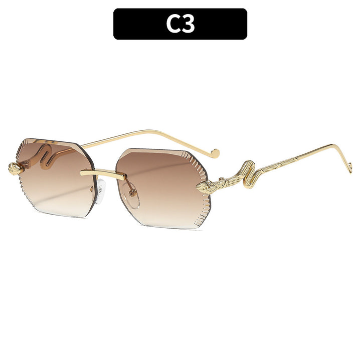 Artistic Snake-Detail Geometric Sunglasses