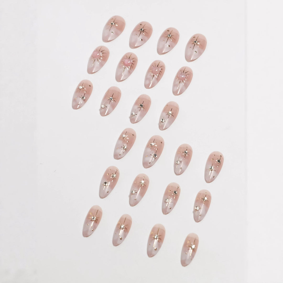 Artistic Star-Embellished Press-On Nail Set Kalsten