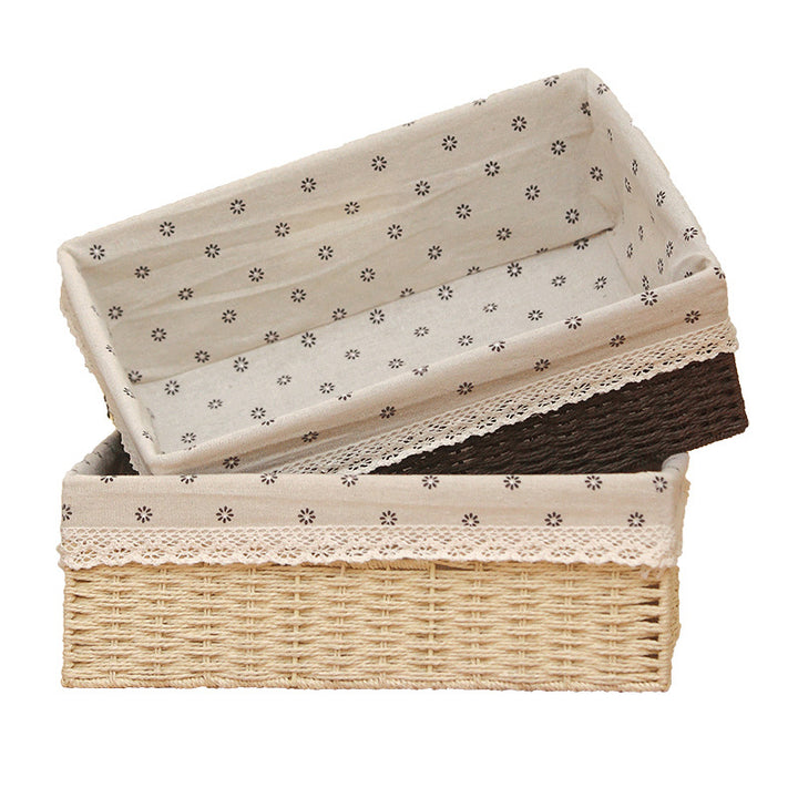 Fabric-Lined Woven Storage Basket Kalsten