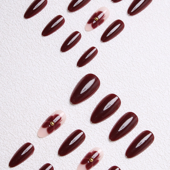 Glamorous Floral Accent Press-On Nails Kalsten