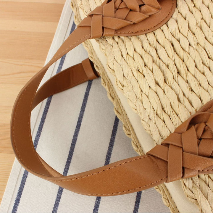Braided beach bag with leather handles Kalsten
