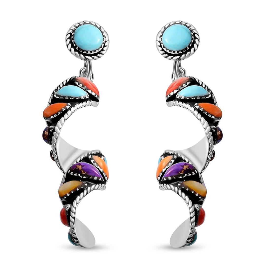 Turquoise-Embellished Statet Drop Earrings Kalsten