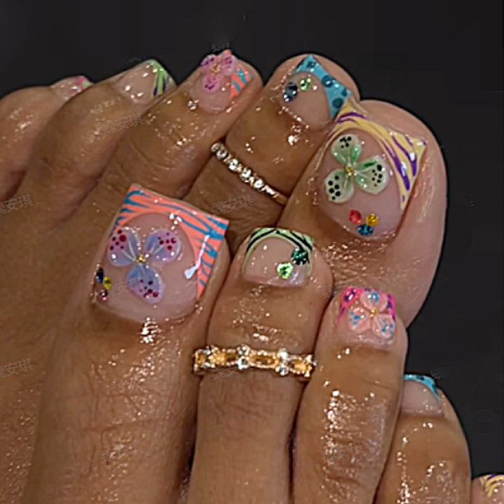 Decorative Press-On Nail Set with Elegant Butterfly Designs kalsten