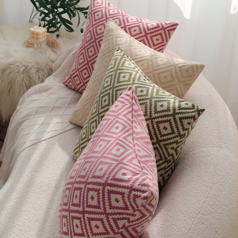 Square decorative cushion cover with geometric diamond pattern Kalsten