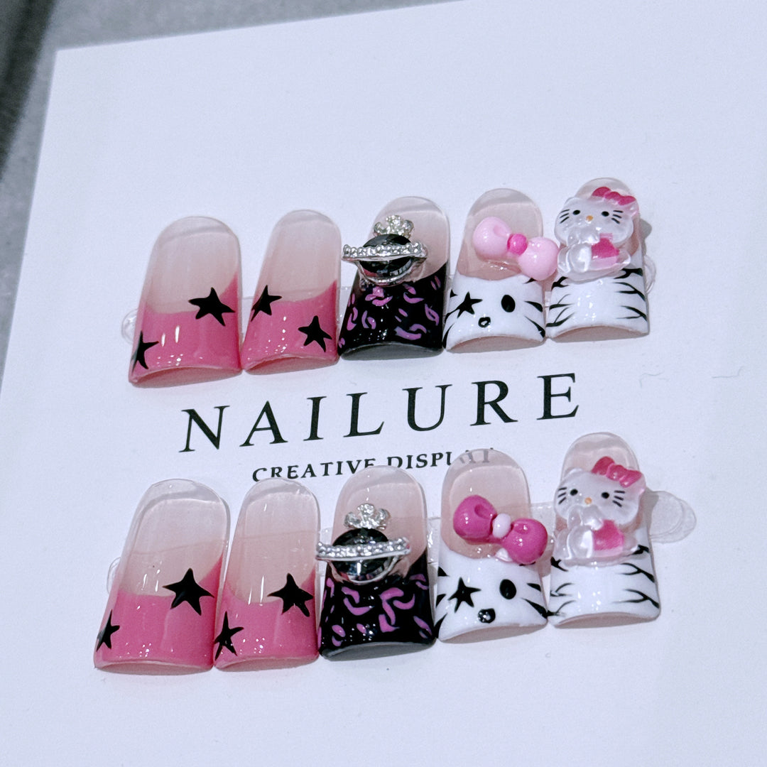 Decorative Character-Themed Press-On Nail Art Set