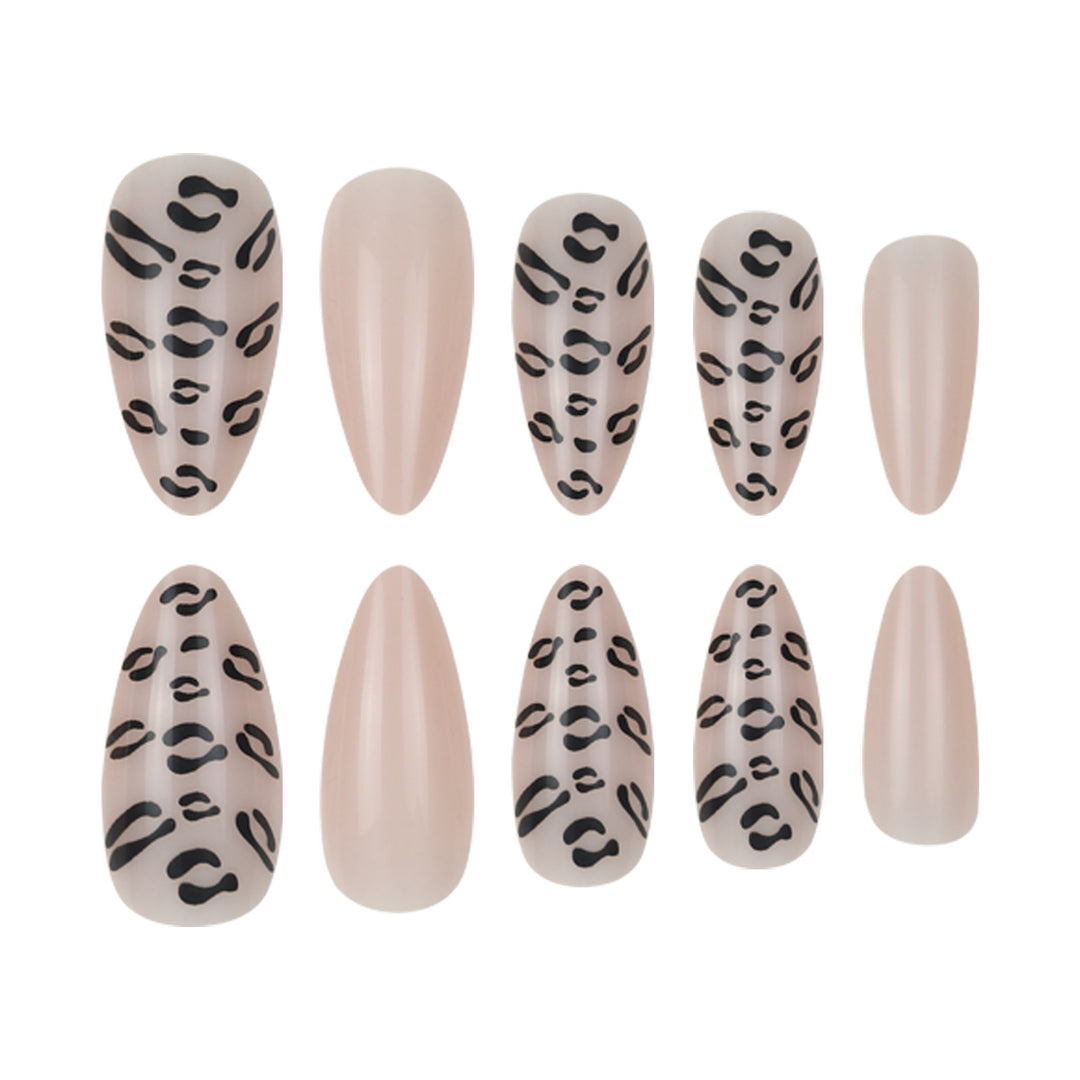 Elegant Stiletto Press-On Nails with Animal Print Design Kalsten