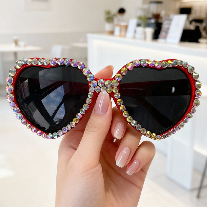 Heart-Shaped Rhinestone-Embellished Sunglasses Kalsten