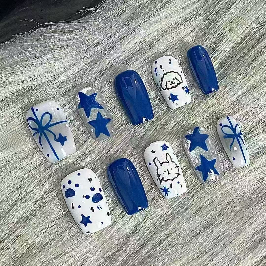 Whimsical Bear-Themed Press-On Nail Art Kit Kalsten