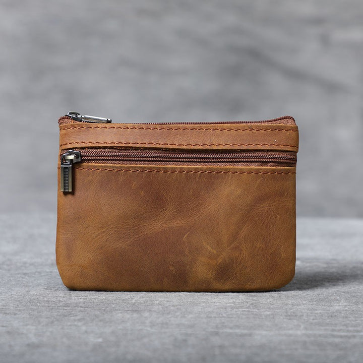 Compact Leather Zippered Coin Pouch Kalsten