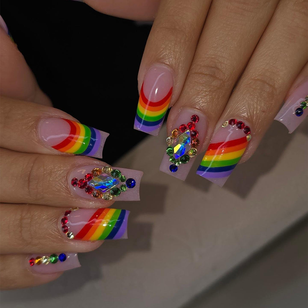 Glamorous Rainbow-Inspired Nail Art Extensions Kalsten