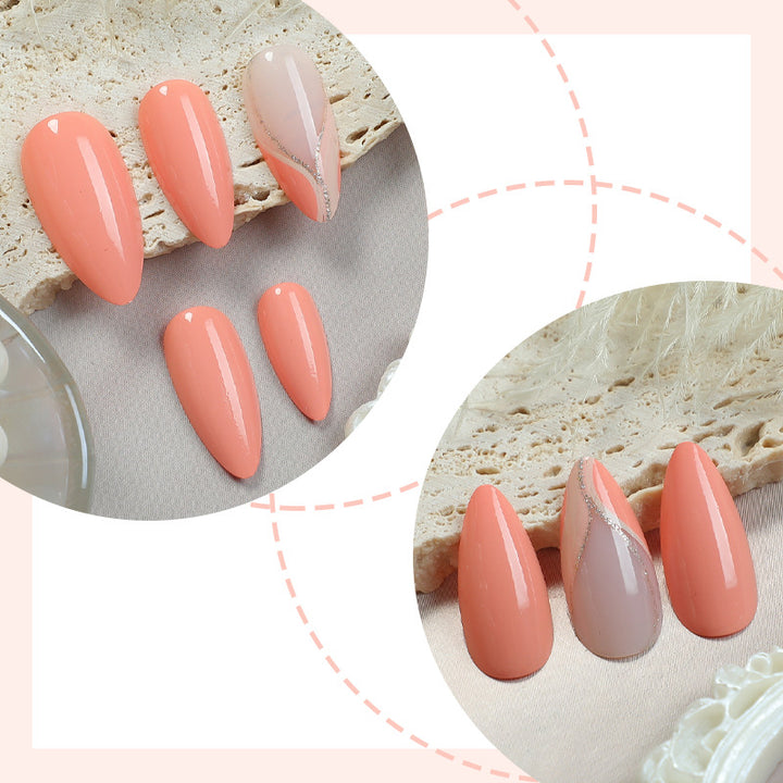 Glossy Press-On Nail Set with Artistic Marble Accents Kalsten