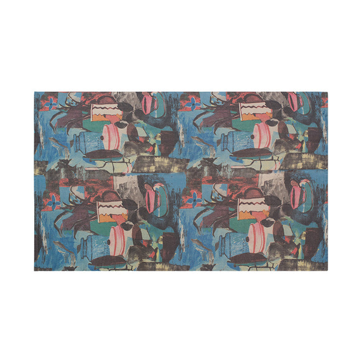 Flat-woven rectangular rug for living and entrance areas with quatrefoil pattern Kalsten