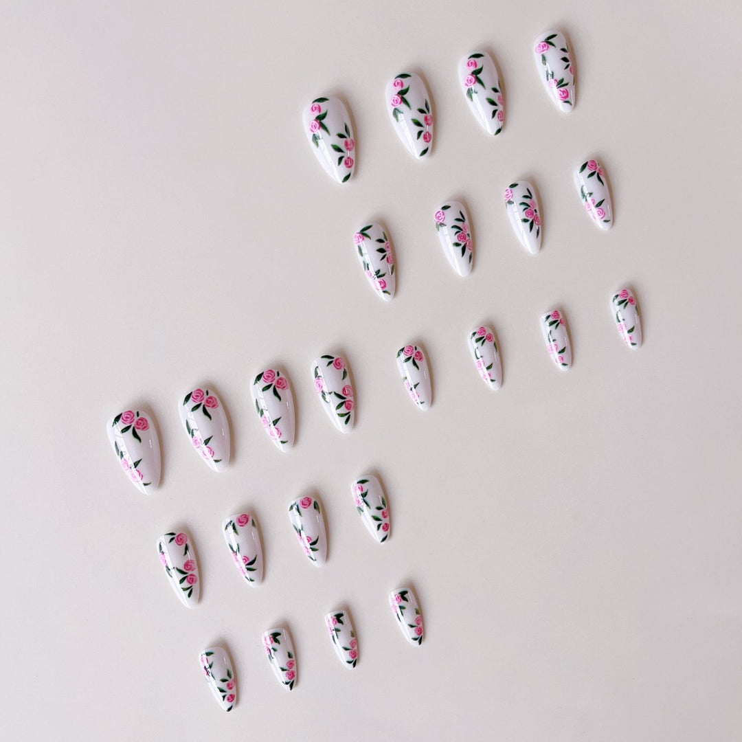 Artificial nail set with romantic rose designs Kalsten