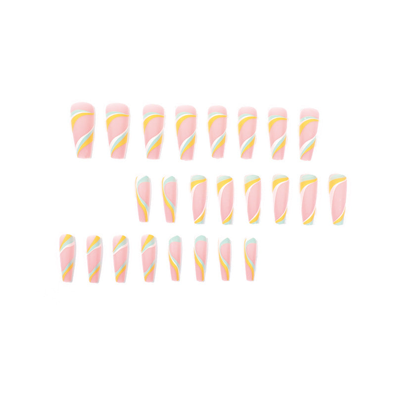 Artificial nail extensions with modern wave design Kalsten