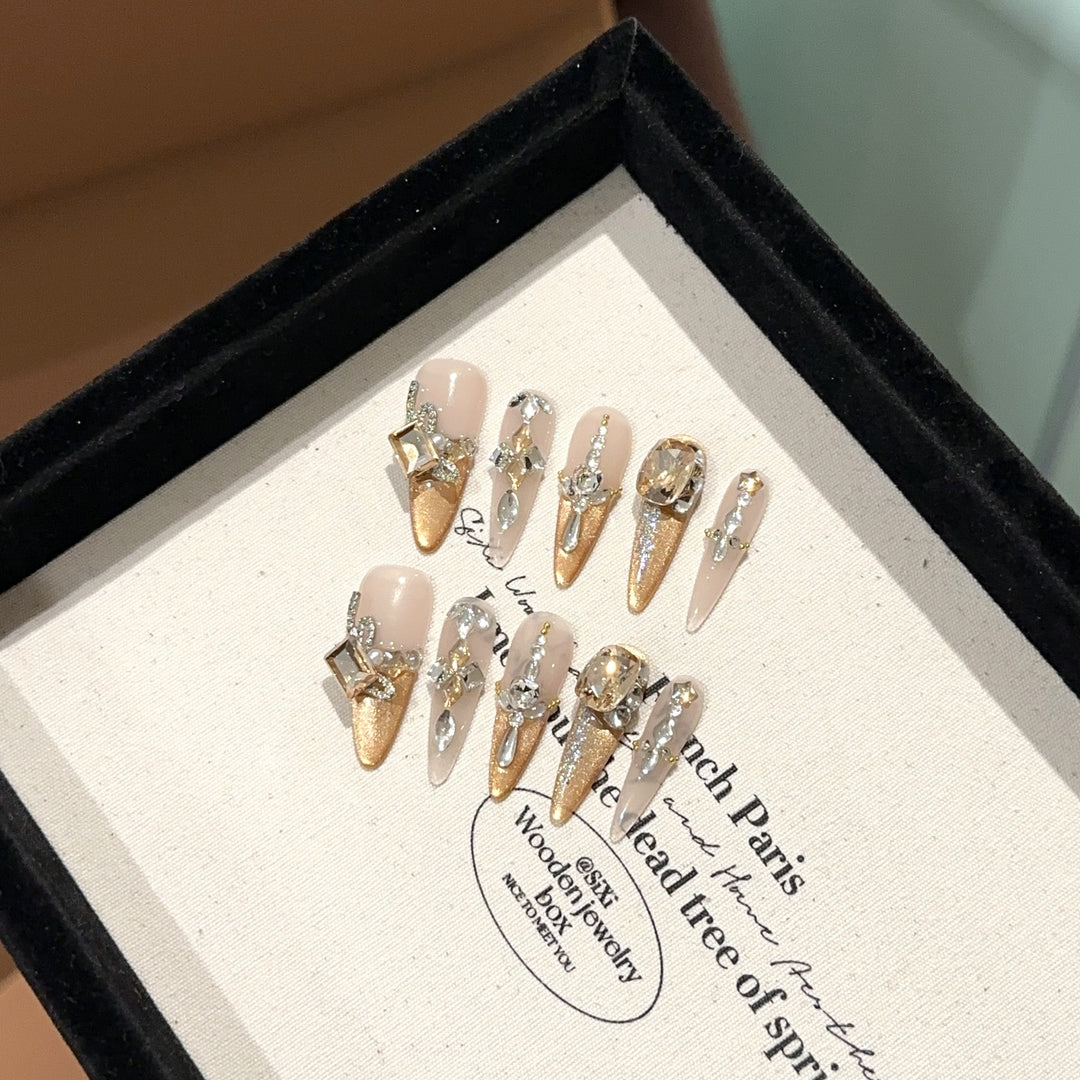 Glamorous Rhinestone-Accented Press-On Nail Kit