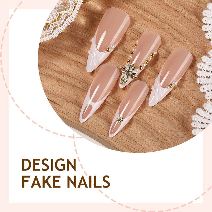 Elegant artificial nail set with unique embellishments Kalsten