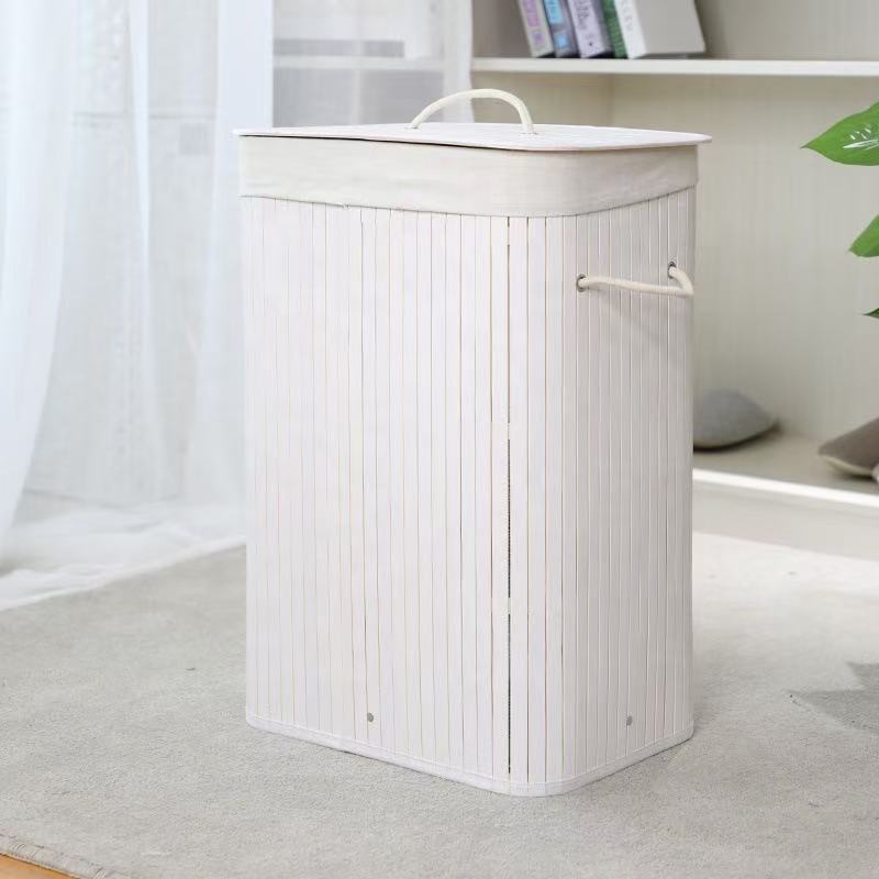 High-quality bamboo laundry container with lid Kalsten