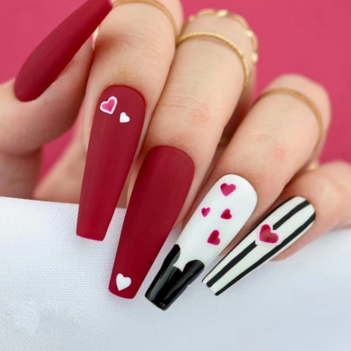 Artificail nails with creative heart design Kalsten