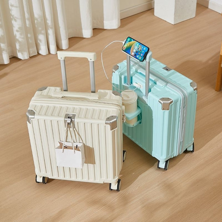 Hard-Shell Luggage With Integrated USB Port And Practical Cup Holder Kalsten