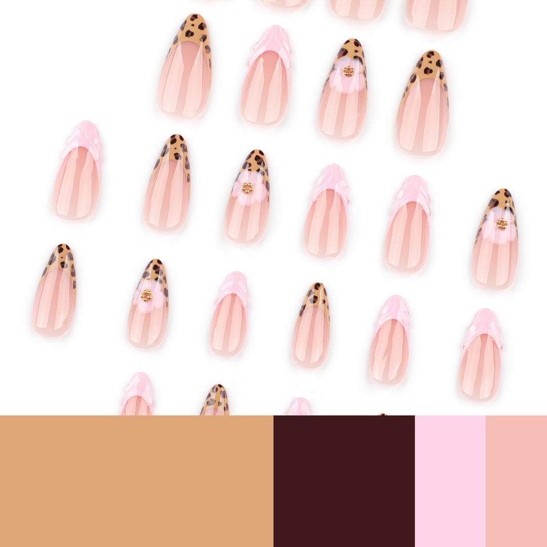Artful stiletto nails with floral leopard pattern Kalsten