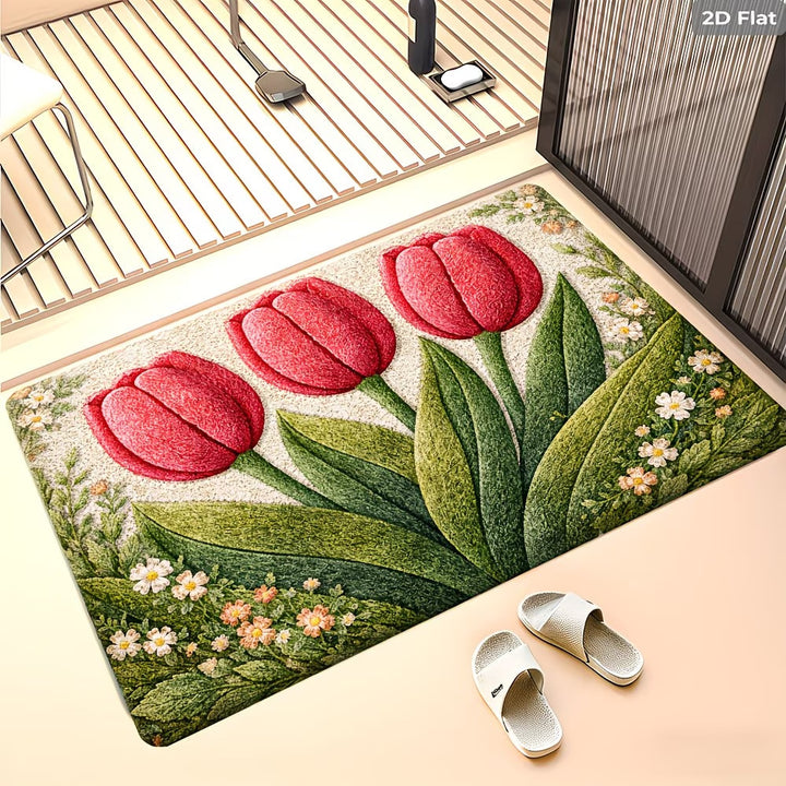 Floral Design Bath Mat Kalsten
