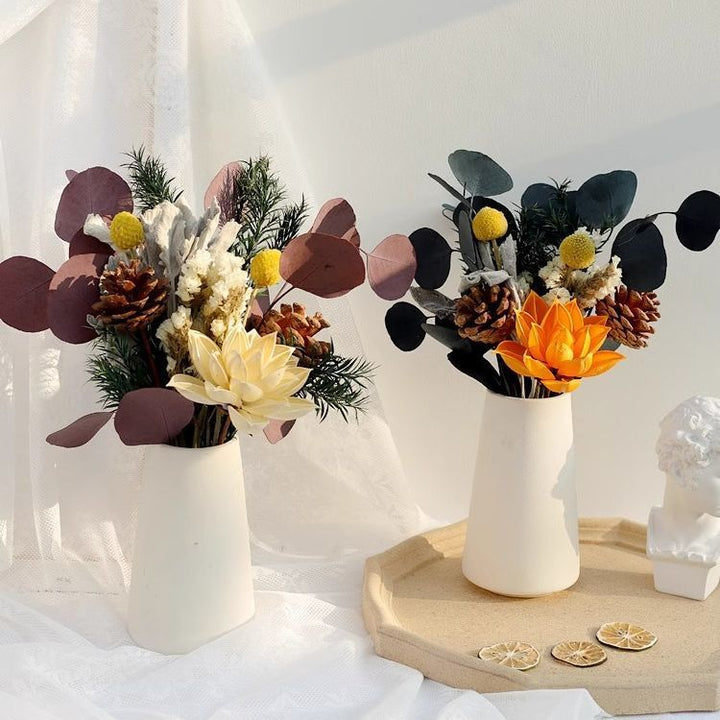 Dried Floral Arrangement with Pinecones and Natural Accents