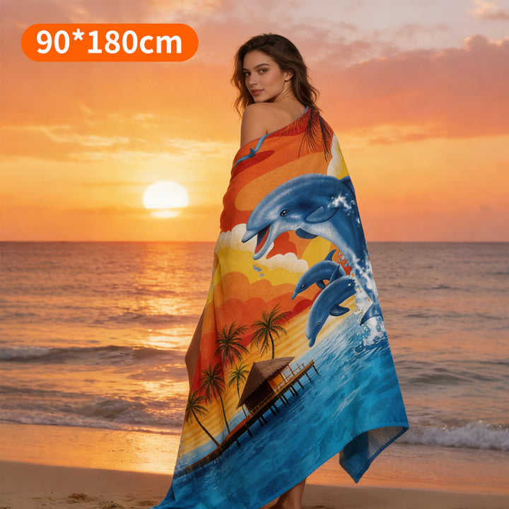 Beach towel with tropical flamingo pattern Kalsten