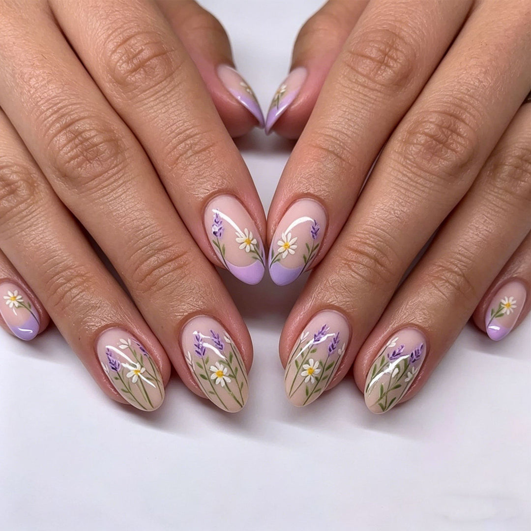 Elegant Floral Gel Nail Enhancements Kalsten