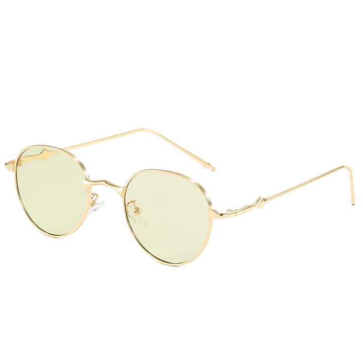 Ladies elegant round sunglasses with stylish metal frame Kalsten