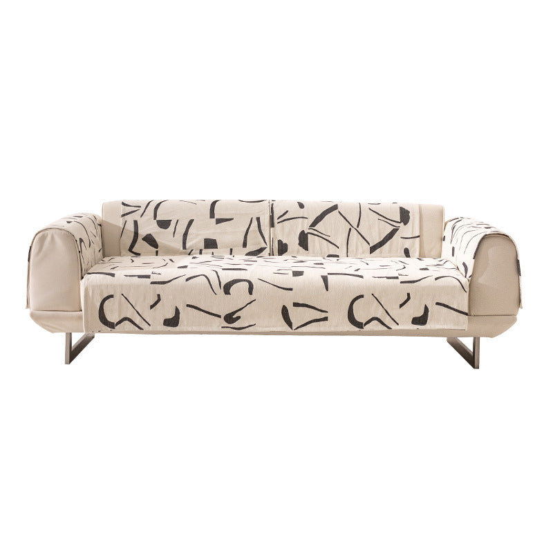 Stretch soft cover with abstract all-over print, elastic hem, and easy-care cotton blend