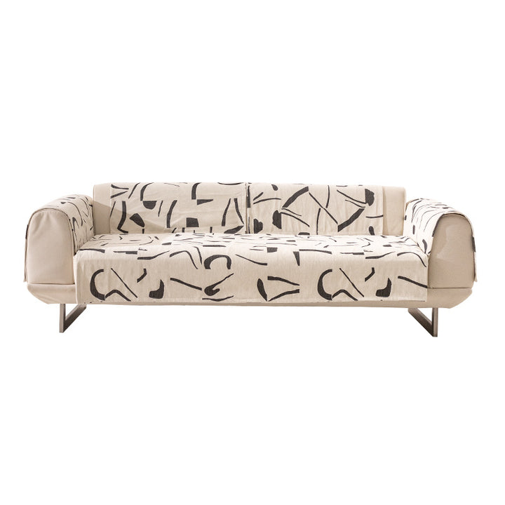 Stretch soft cover with abstract all-over print, elastic hem, and easy-care cotton blend
