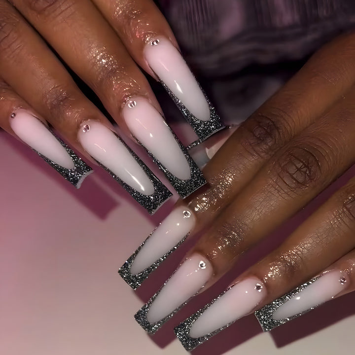 Elegant Stiletto Press-On Nails with Glittery Tips Kalsten