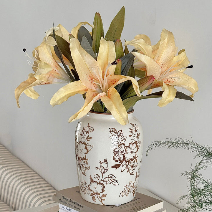 Floral-Patterned Decorative Ceramic Vase