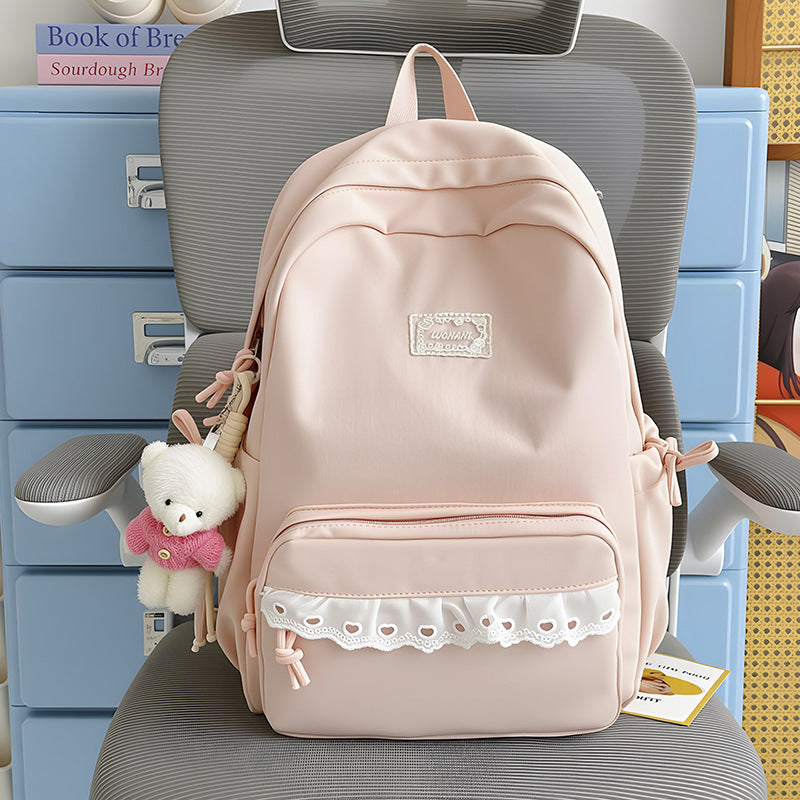 Decorative Lace-Trimmed School Backpack Kalsten
