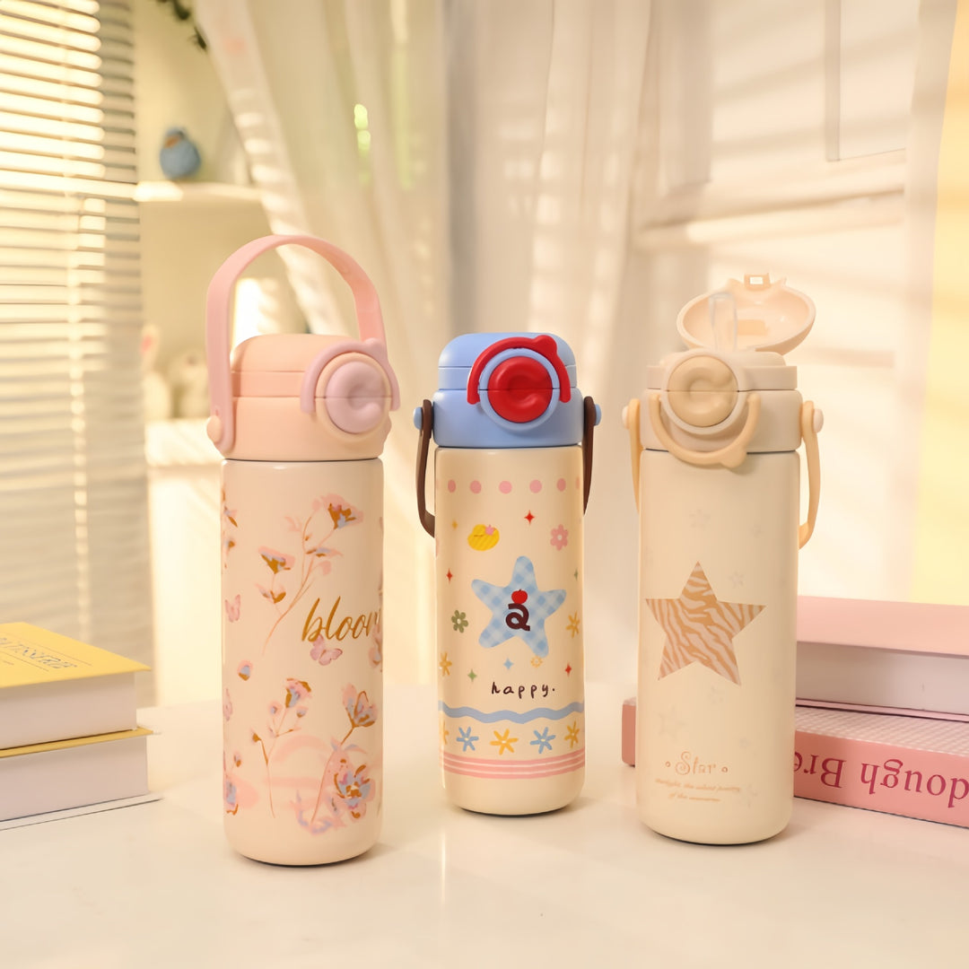 Insulated Stainless Steel Drink Bottle with Cheerful Flower Pattern Kalsten